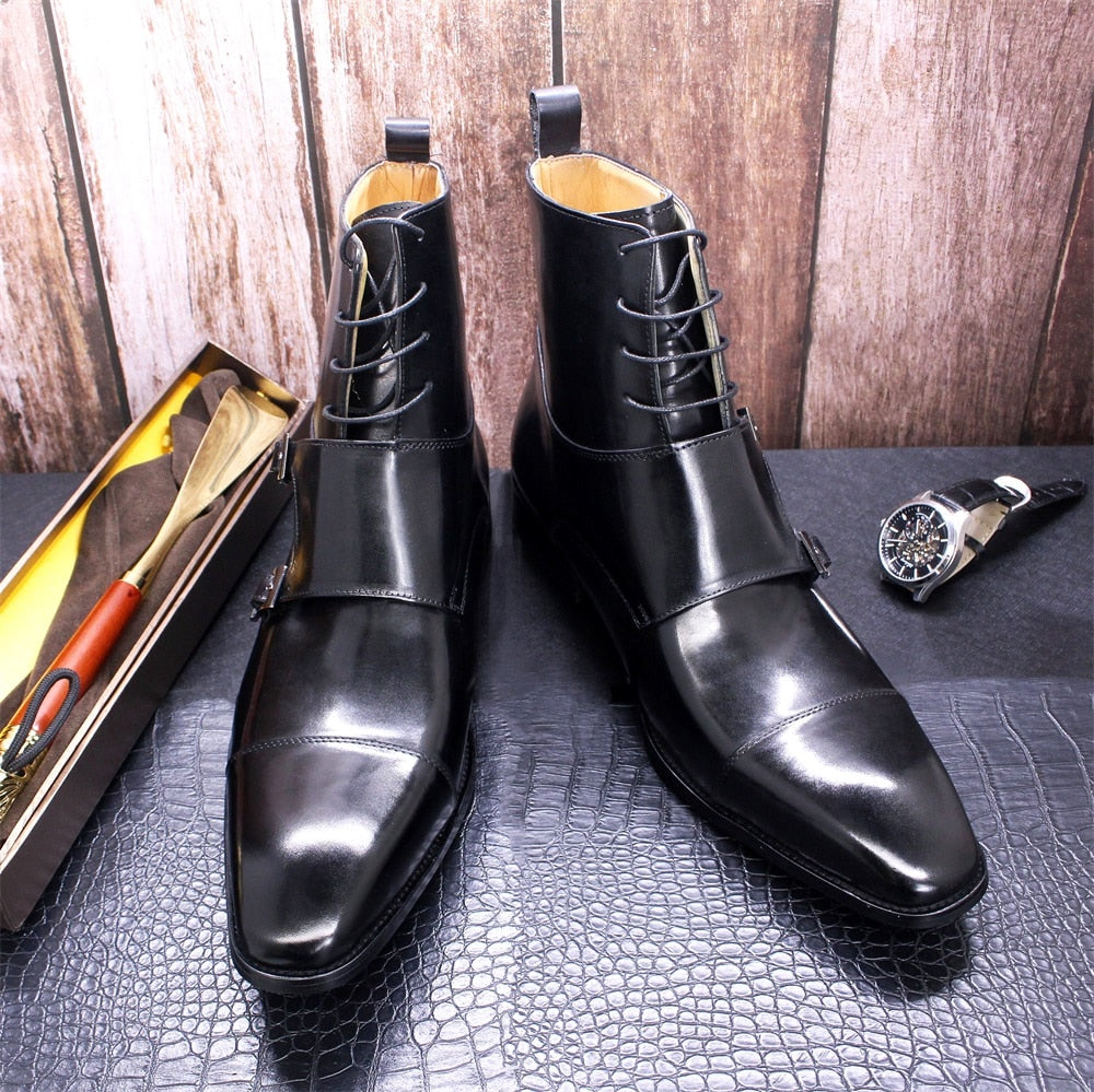 Bottes Balmoral en cuir à lacets style moine