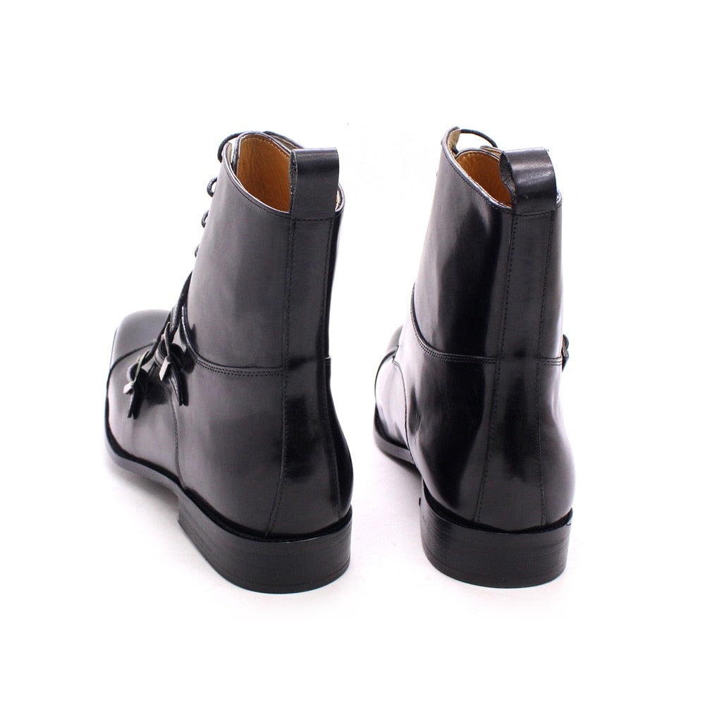 Bottes Balmoral en cuir à lacets style moine