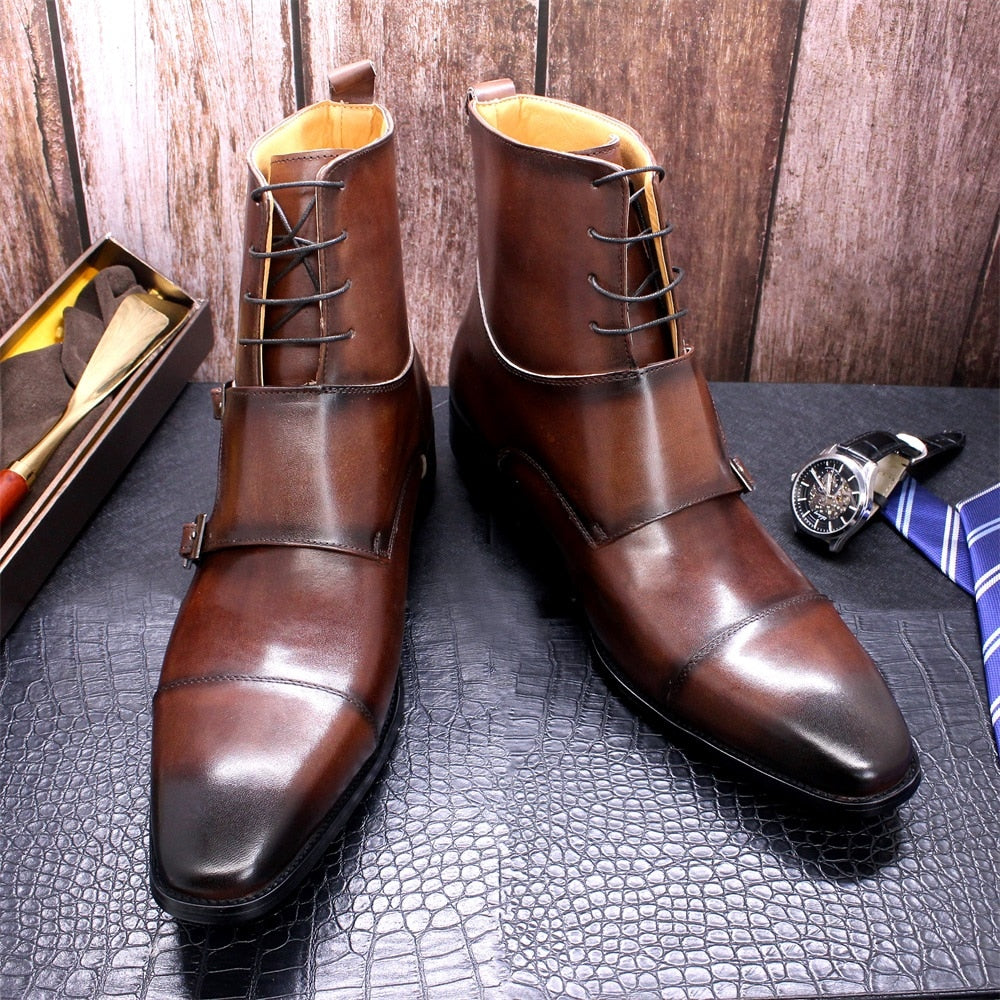 Bottes Balmoral en cuir à lacets style moine