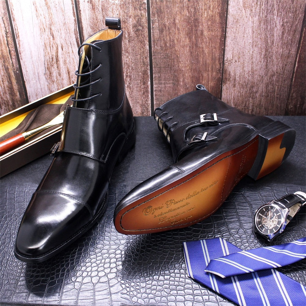 Bottes Balmoral en cuir à lacets style moine