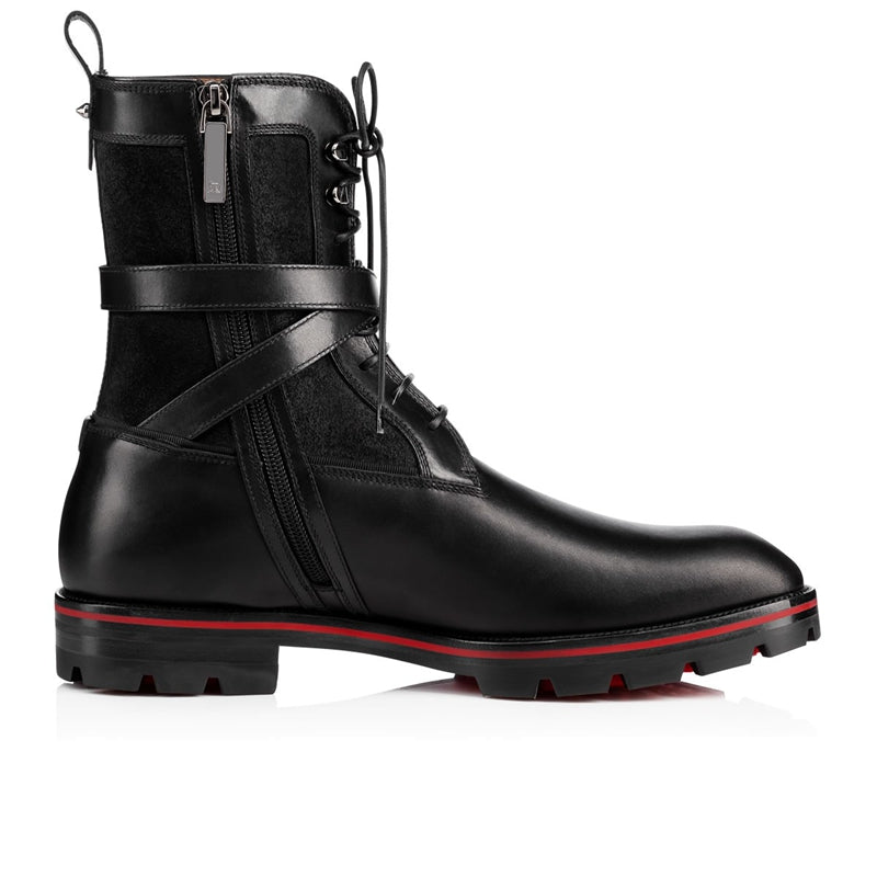 Bottes en cuir classiques à lacets avec boucle pour hommes