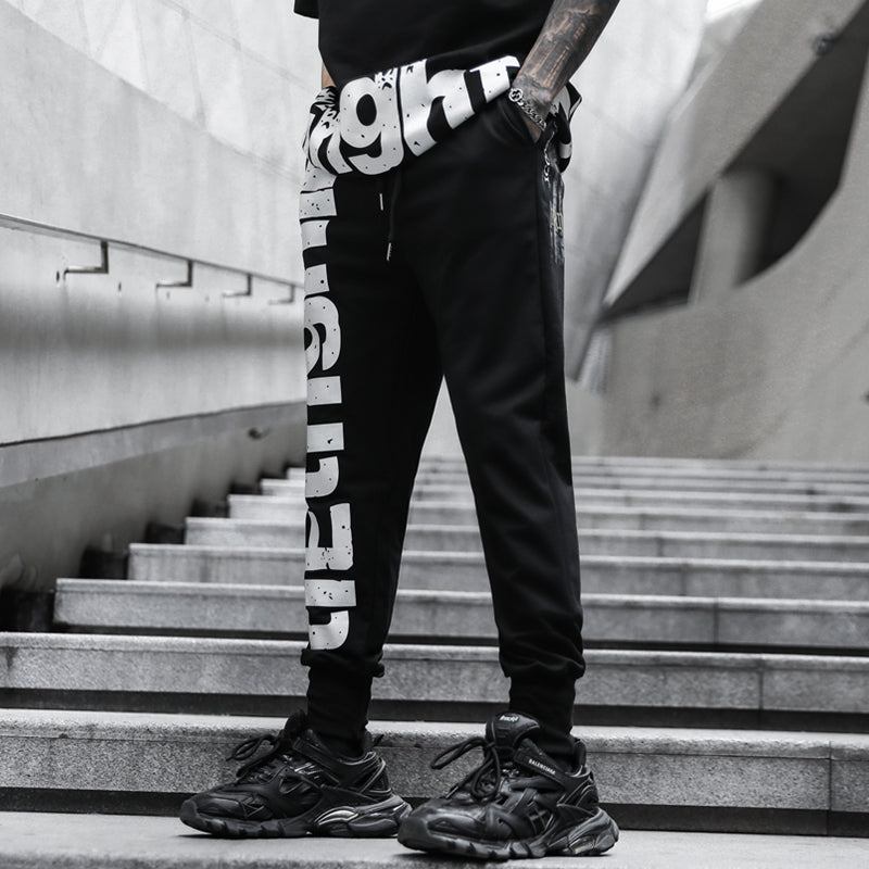 Printed Letter Drawstring Hip Hop Style Men Joggers