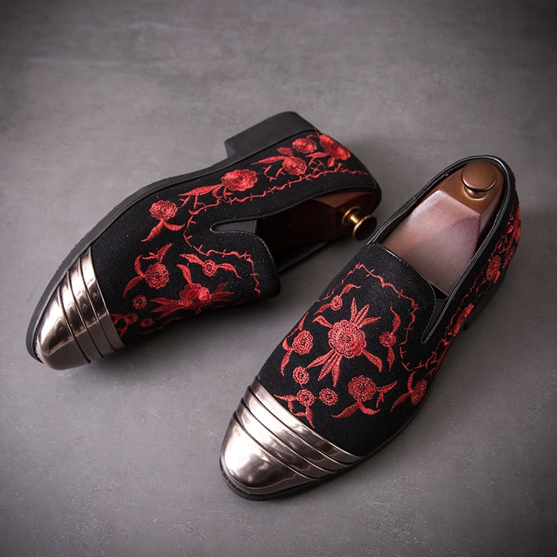 Floral Embroidery Flock Shoes