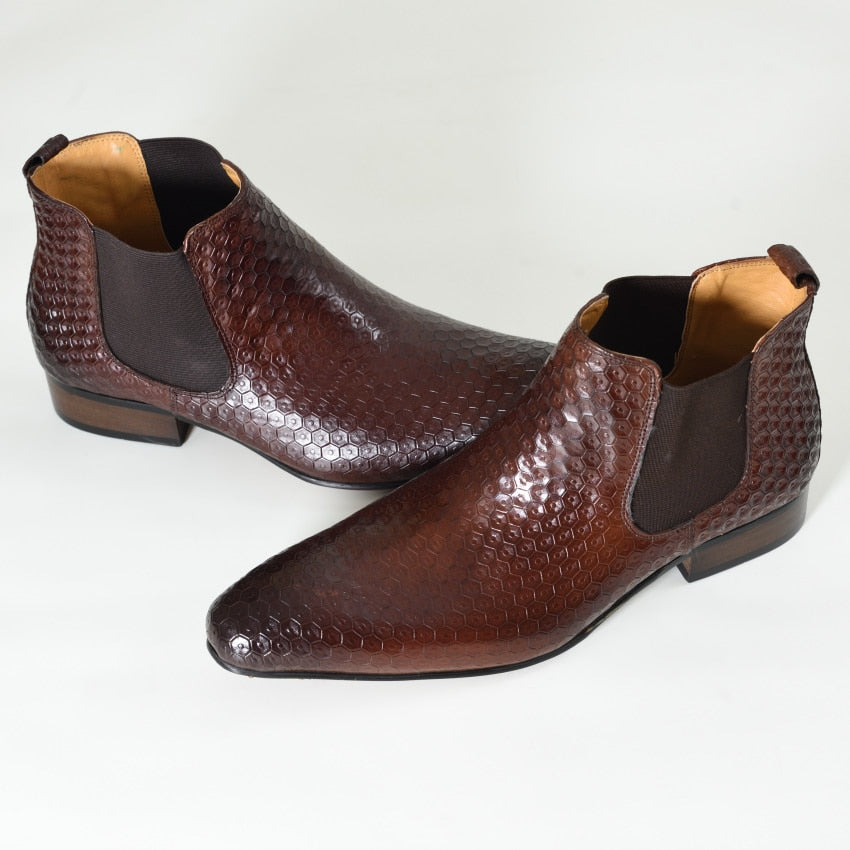 Botines Chelsea hechos a mano con estampado de piel de pez en relieve