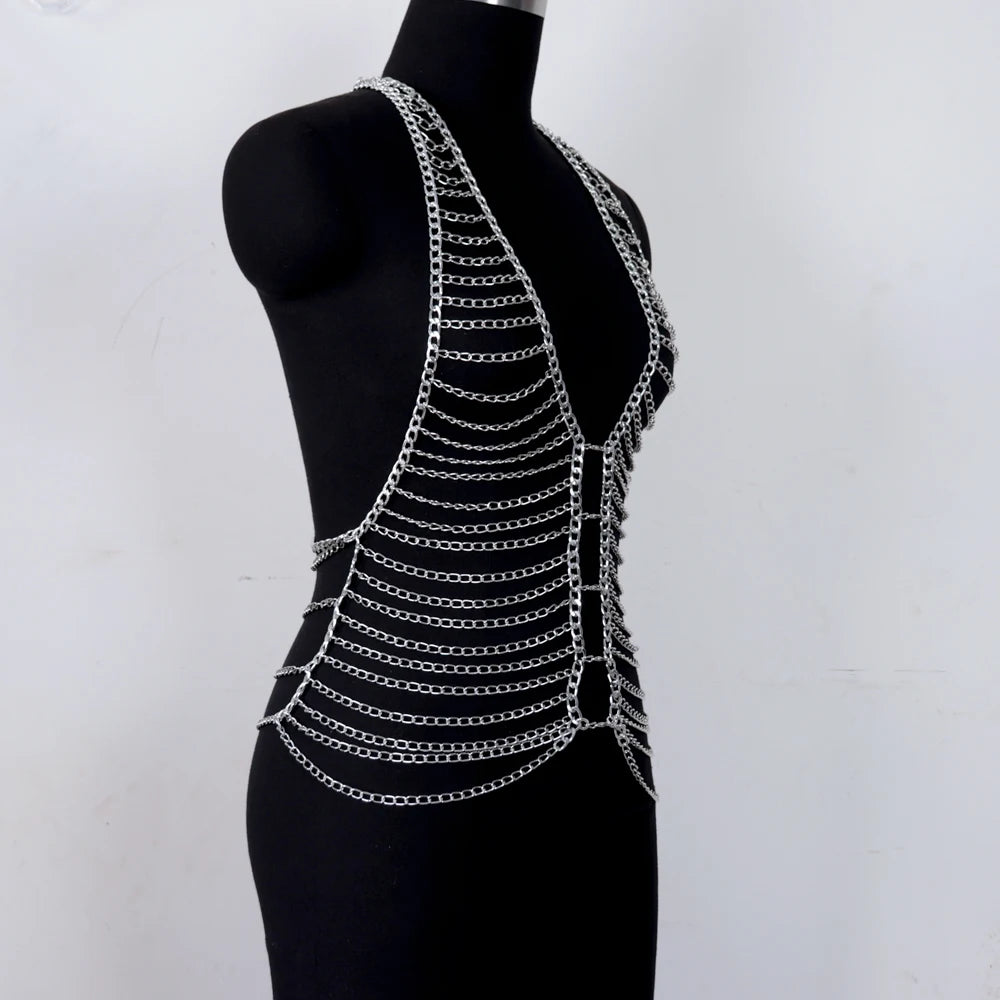 Chain Bondage Harness Body Jewelry