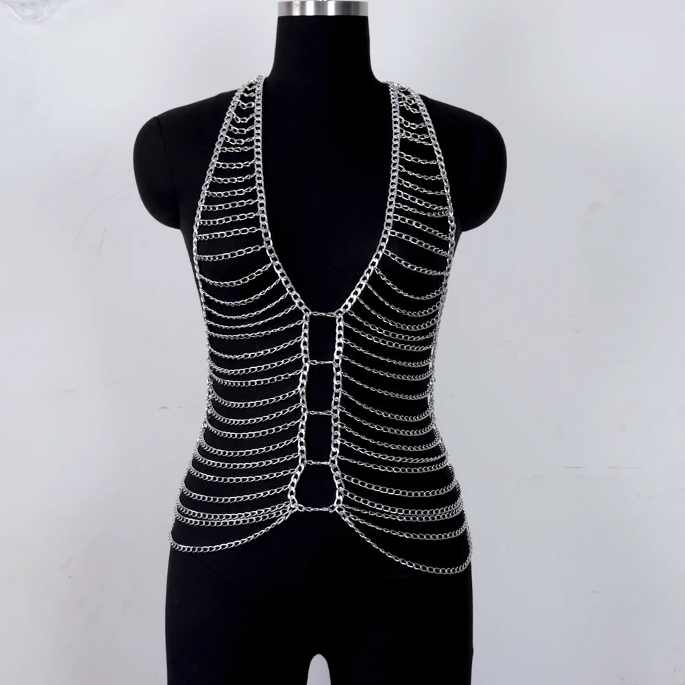 Chain Bondage Harness Body Jewelry