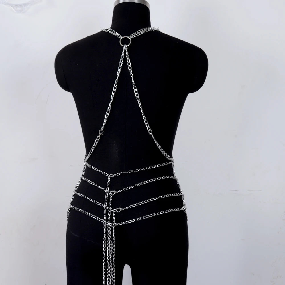 Chain Bondage Harness Body Jewelry