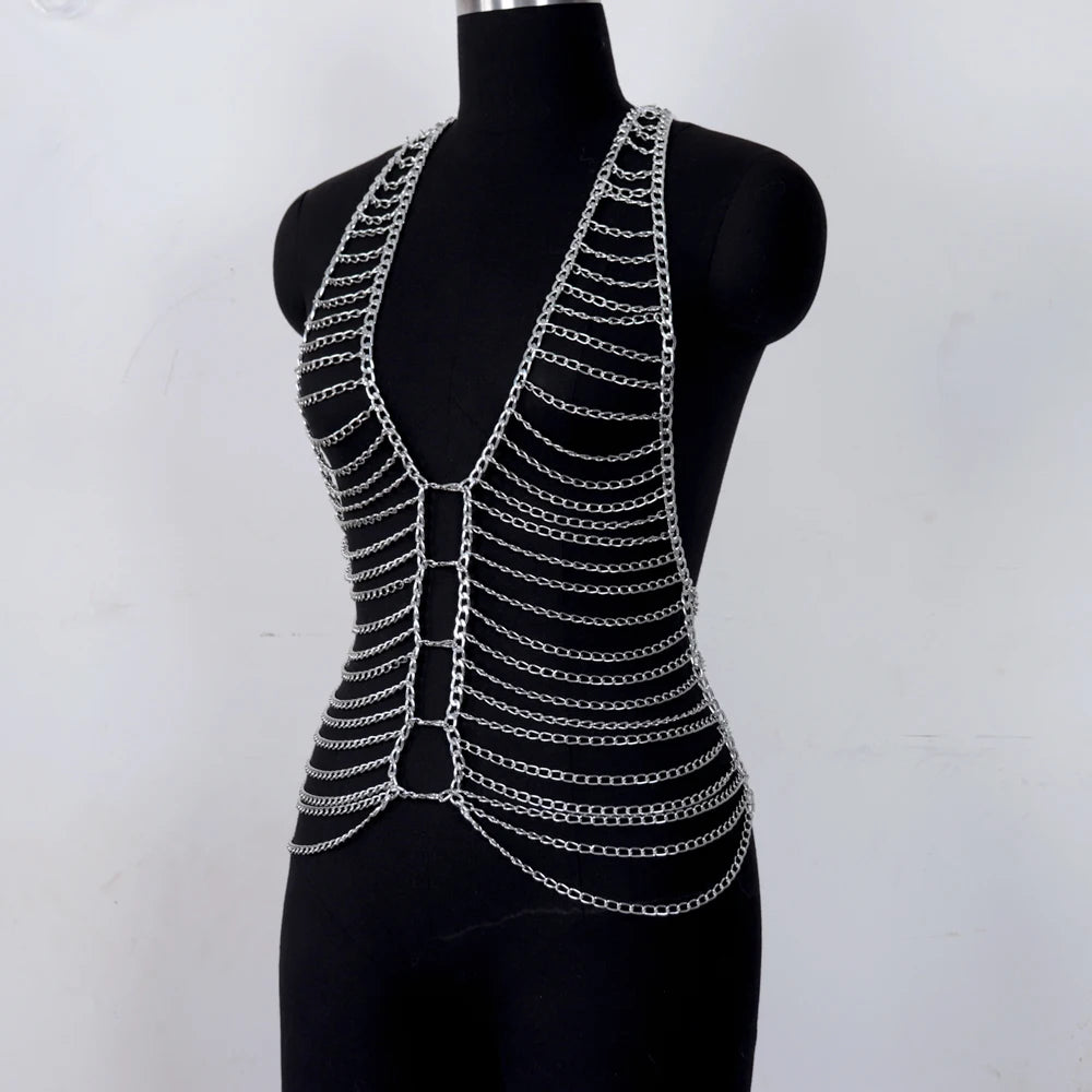 Chain Bondage Harness Body Jewelry