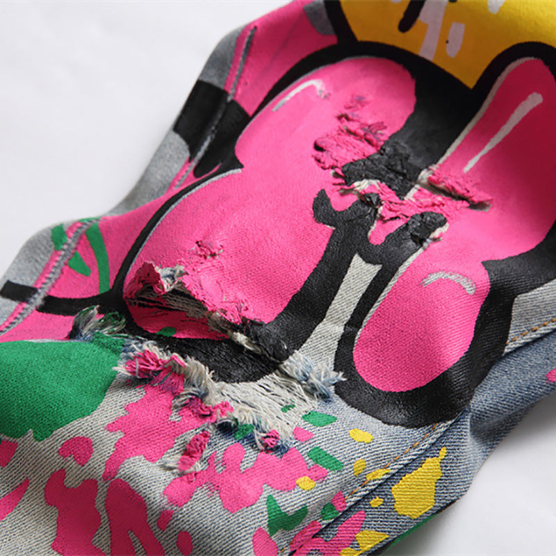 Colored Doodle Painted Denim Jeans
