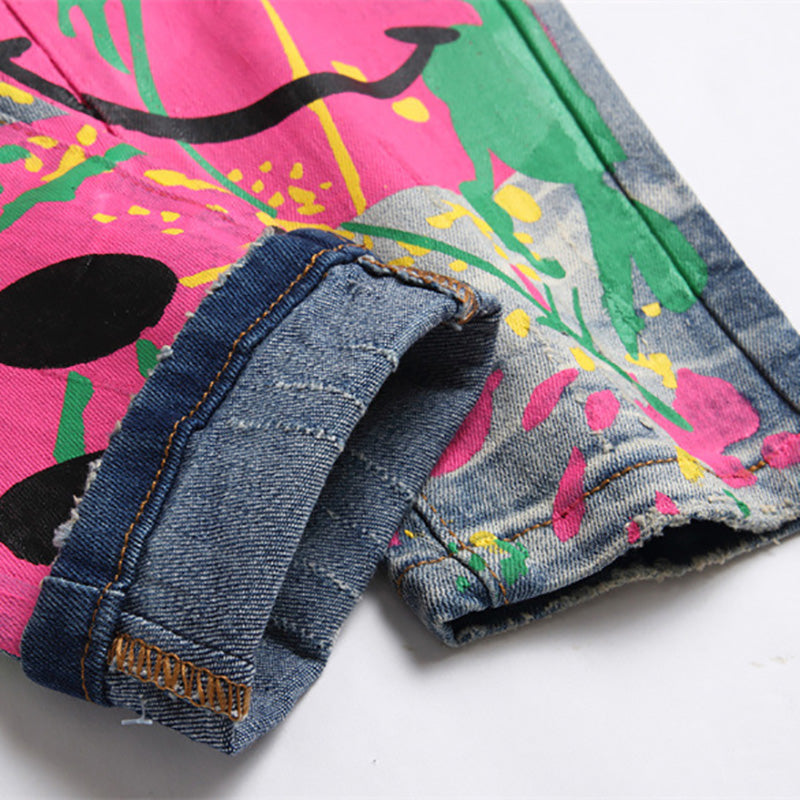 Colored Doodle Painted Denim Jeans