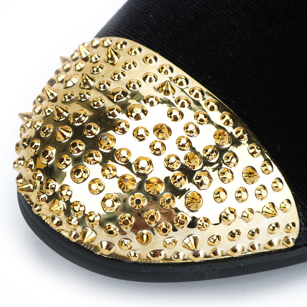 Mini Spike Toe Contraste Color Hombres Terciopelo Loafer Zapatos