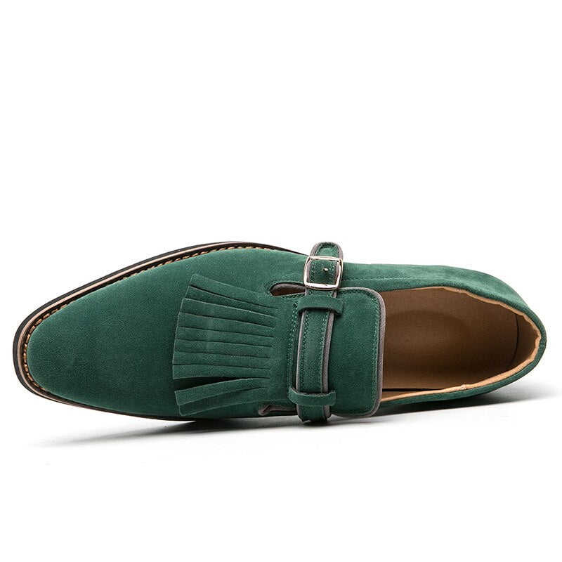Faux Suede Buckle with Tassels Loafers Shoes