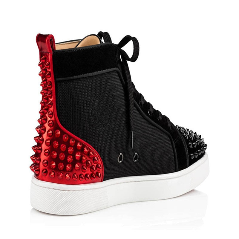 Contrast Color Metallic Spikes Men High Top Sneakers