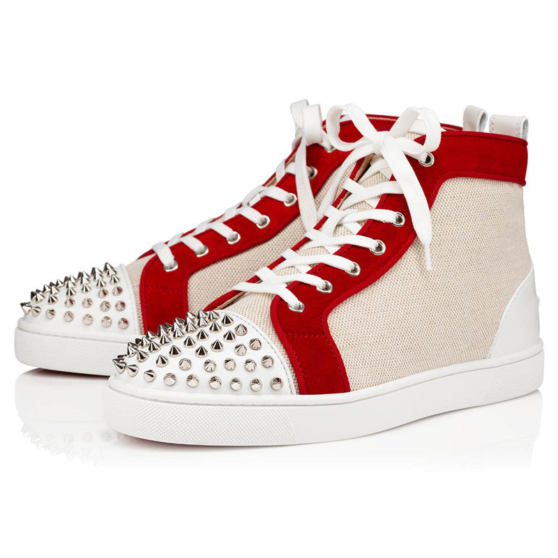 Contrast Color Metallic Spikes Men High Top Sneakers