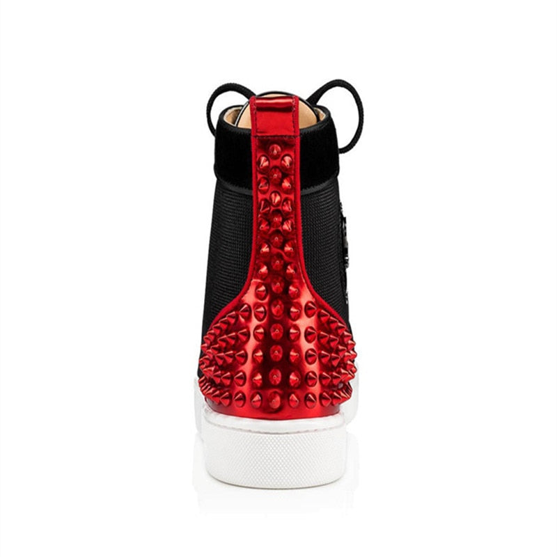 Contrast Color Metallic Spikes Men High Top Sneakers