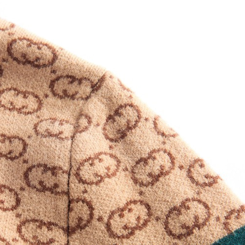 Khaki Geometric Pattern Zipper Cardigan