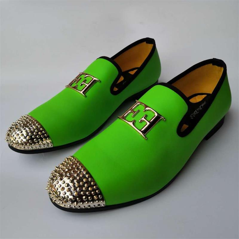 Double E Metal Rivets Cap Toe Style Loafers