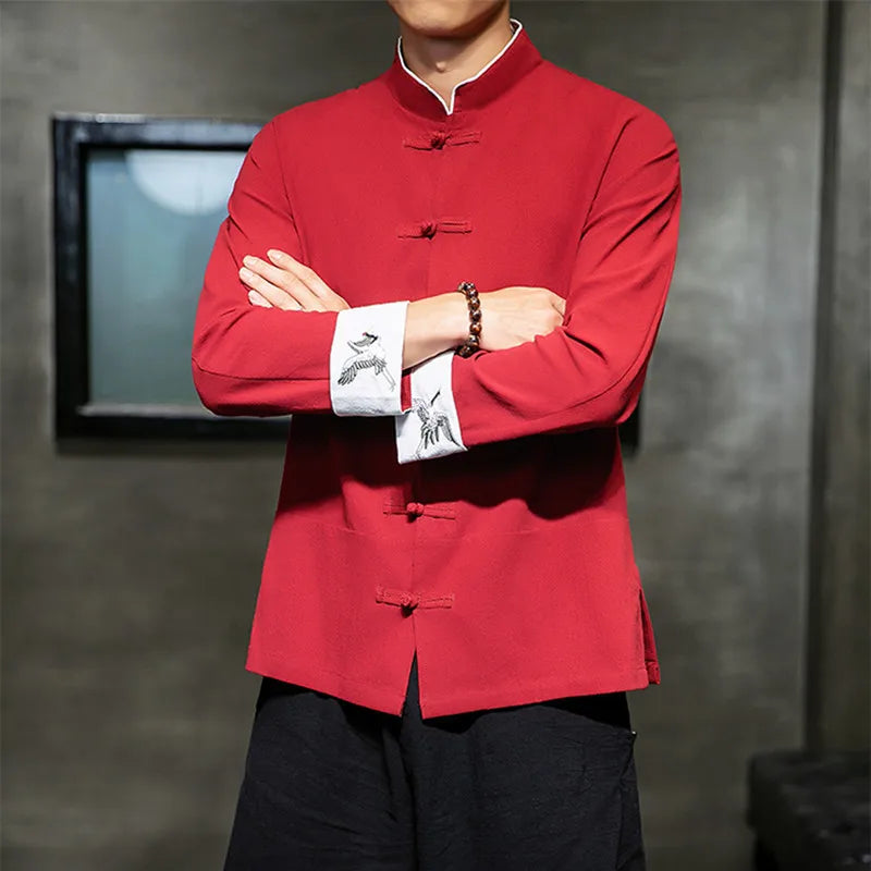 Traditional Chinese Clothing Cotton Embroidery Shirt