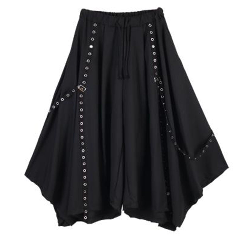 Wide Harajuku Style Buckle Accent Men Pants