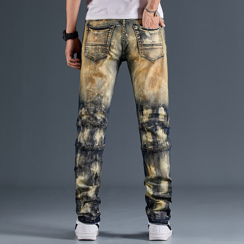 Amber Galaxy Patchwork Ripped Jeans