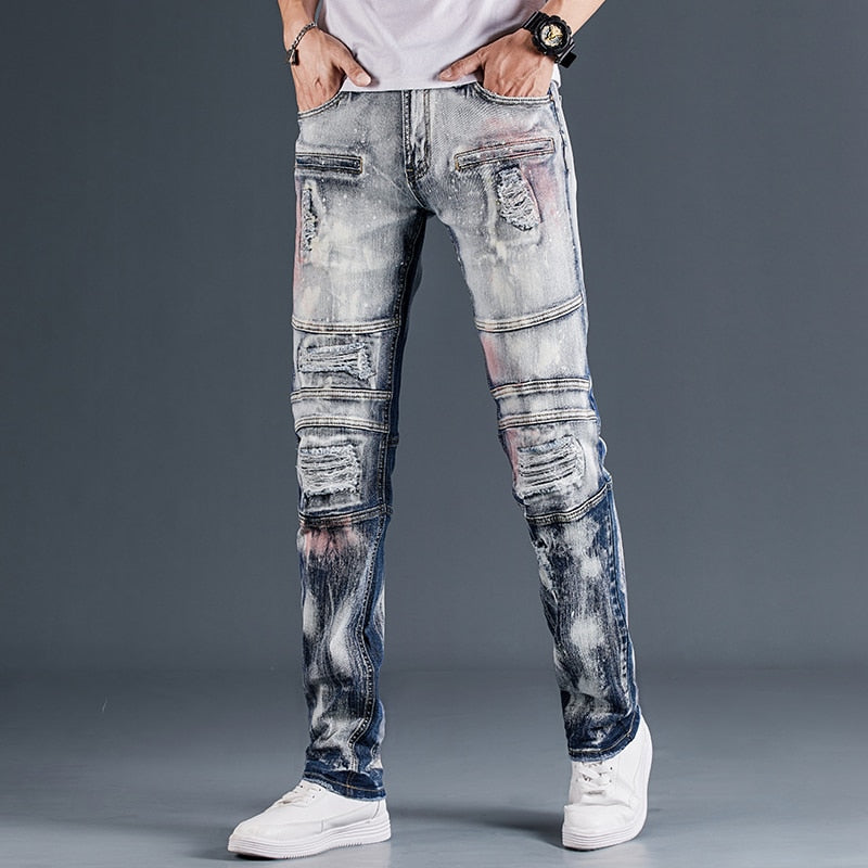 Galaxy Unicorn Patchwork Ripped Jeans