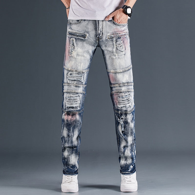 Galaxy Unicorn Patchwork Ripped Jeans