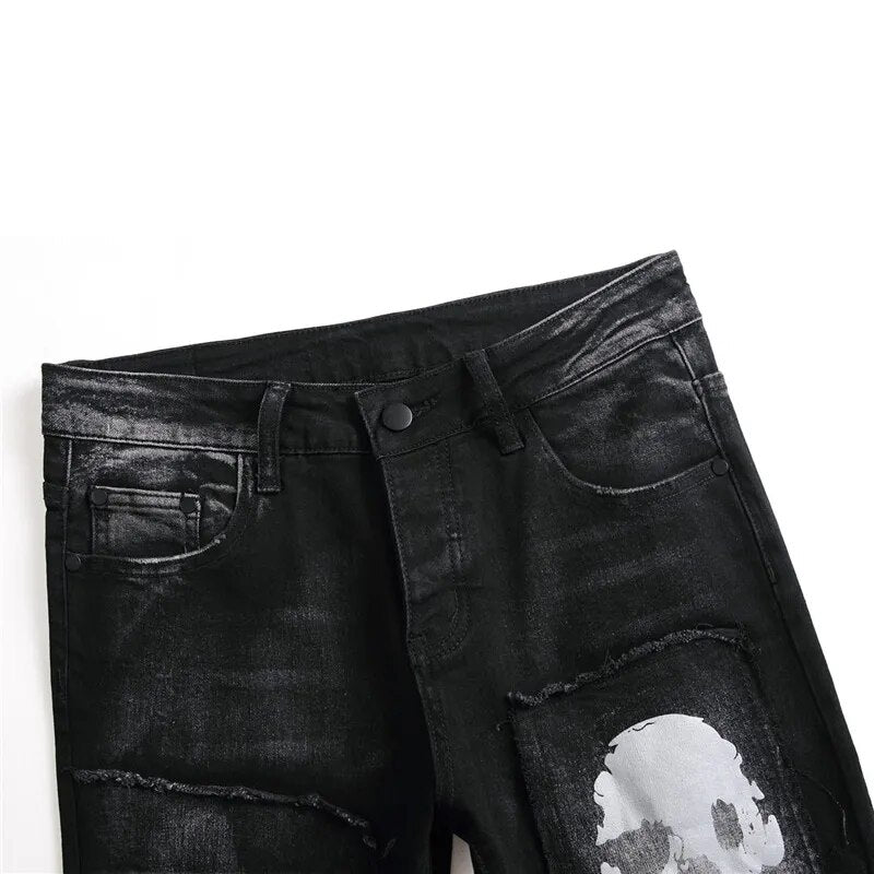 Black Skull Slim Fit Jeans
