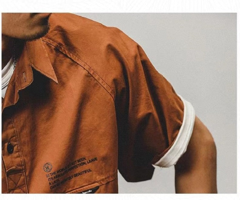 Safari Style Loose Solid Shirt