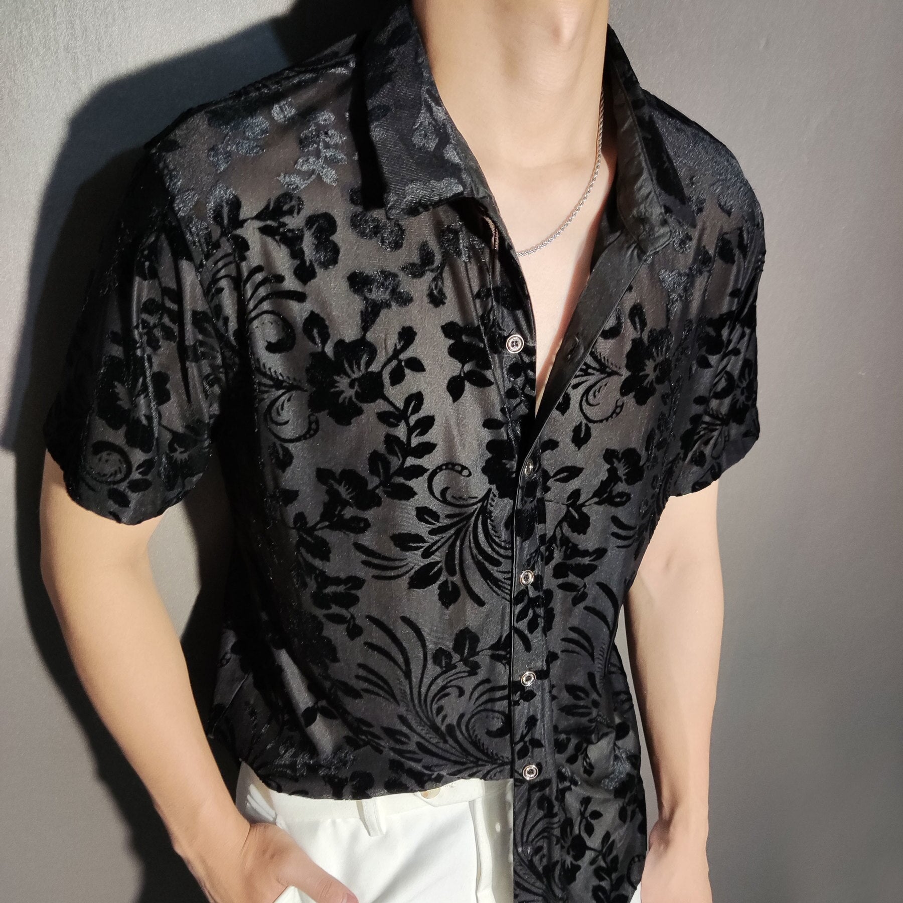 Abstract Art Pattern See-Through Shirt