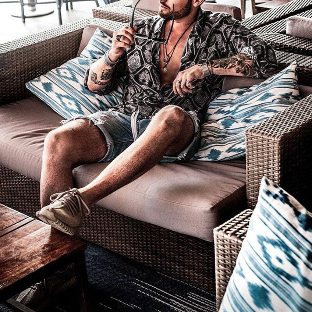 Chemises décontractées à manches longues à imprimé sauvage pour hommes