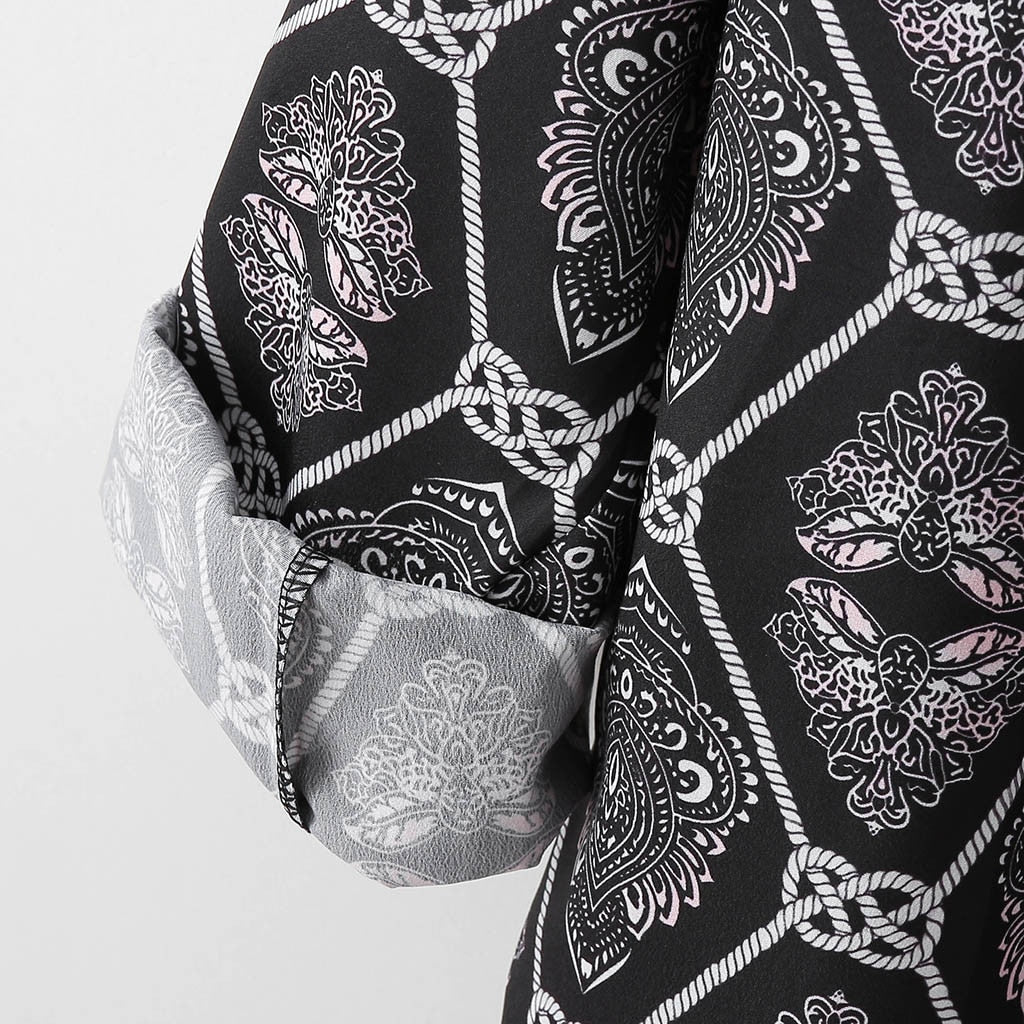 Camisas casuales sueltas de manga larga con estampado salvaje para hombres