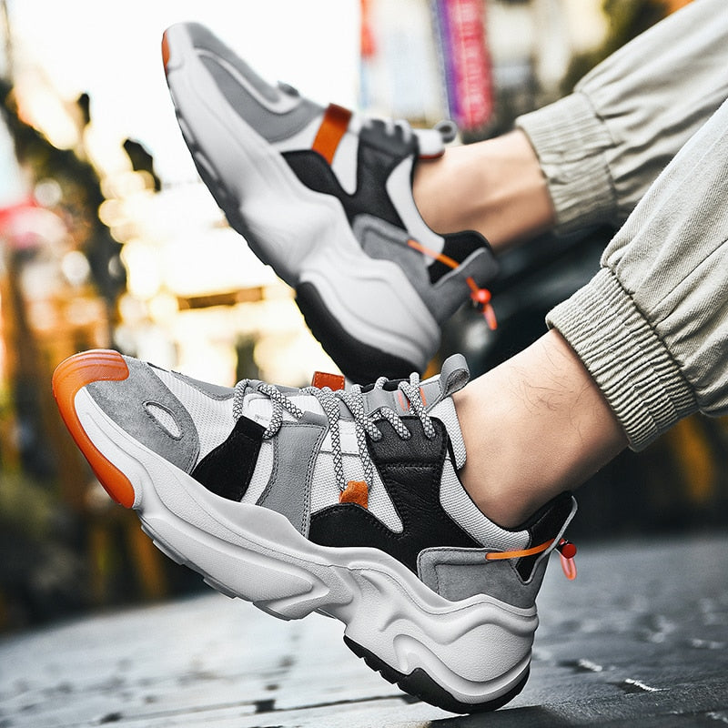 Wave Sole Style Lace Suede Men Sneakers