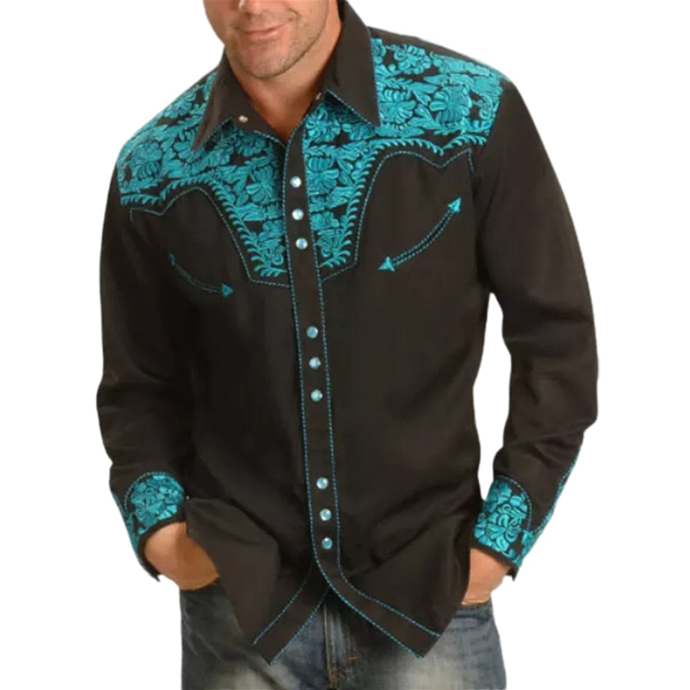 Flower Embroidery Luxury Men Shirt