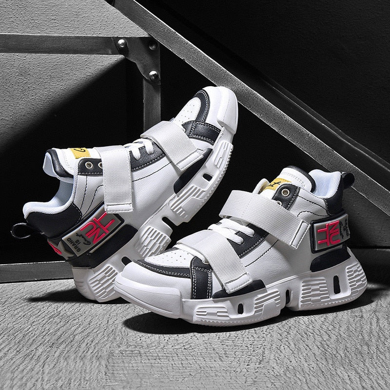 Casual Black White Green Strap Lace Men Sneakers