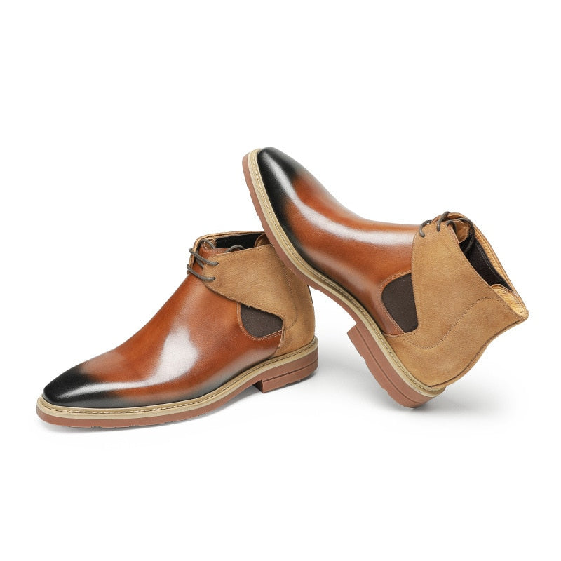 Bottines Brogue en cuir véritable à bout rond