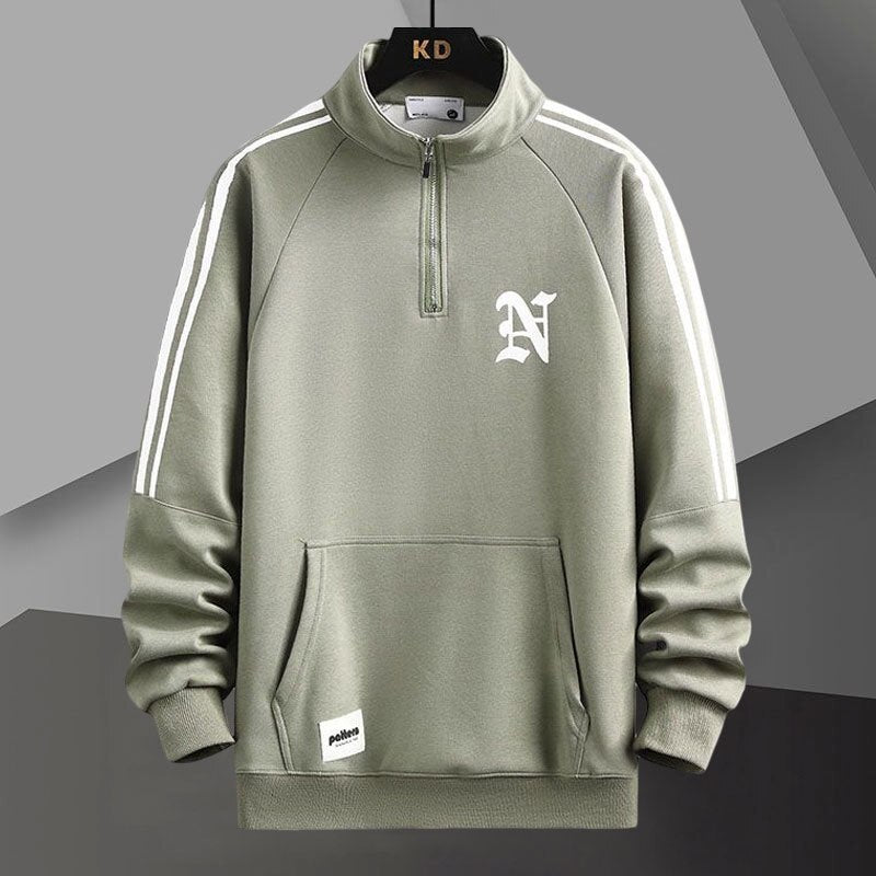 Zipper Letter Stripe Autumn Pullover Jacket