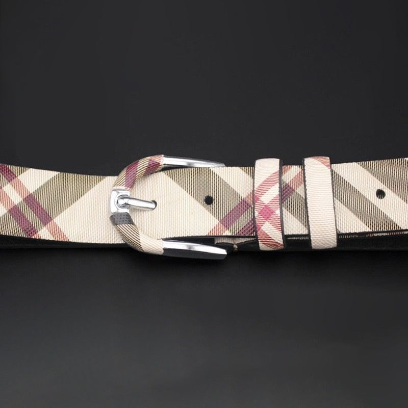 Plaid Pin Buckle Leather Belts