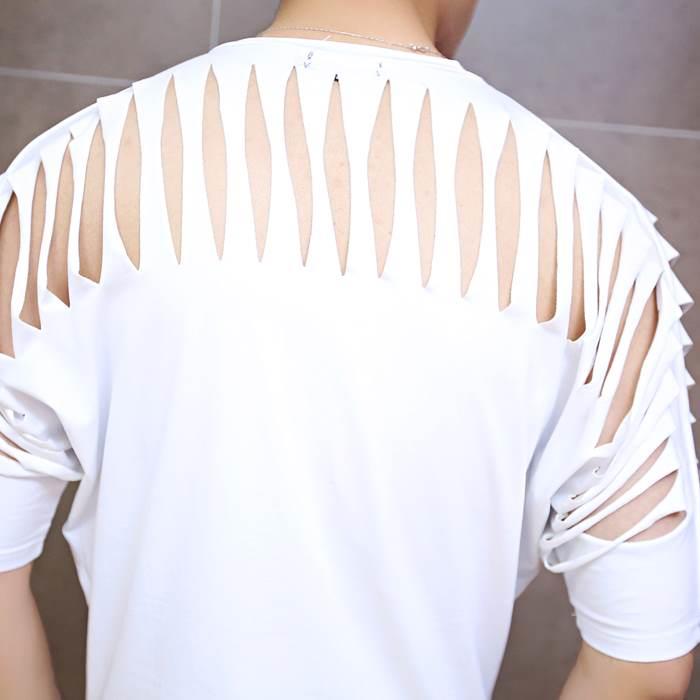 Hollow Out Punk Singer Sexy Stage Costume Men T-Shirt