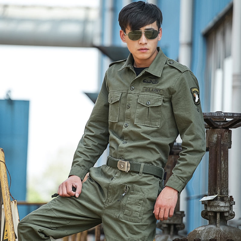 Airborne Safari Military Cargo Style Hommes Chemises