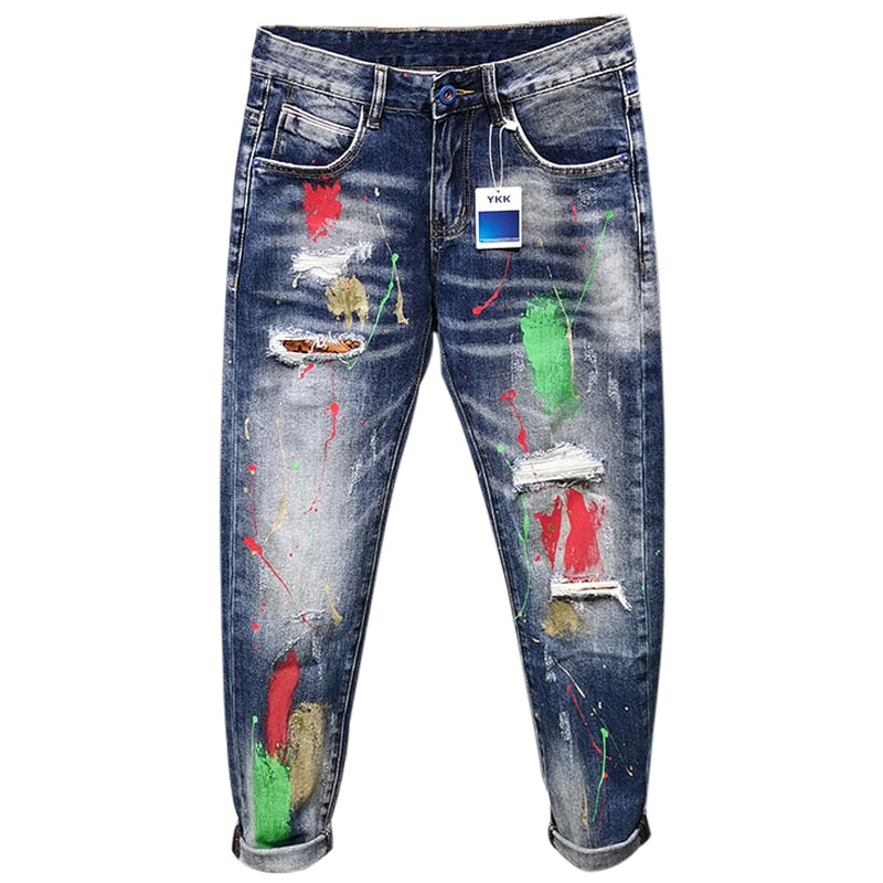 Artistic Style Ripped Slim Jeans