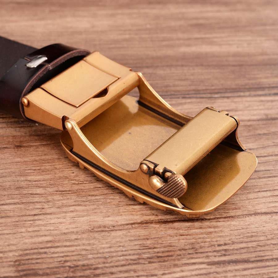 Rectangular Eagle Design Leather Belt