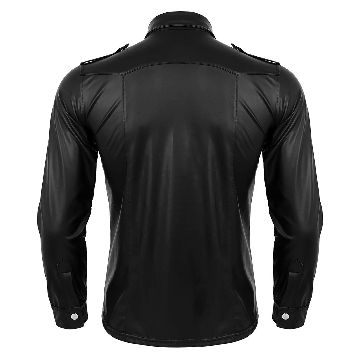 Silver Button Fashion Black Shirt