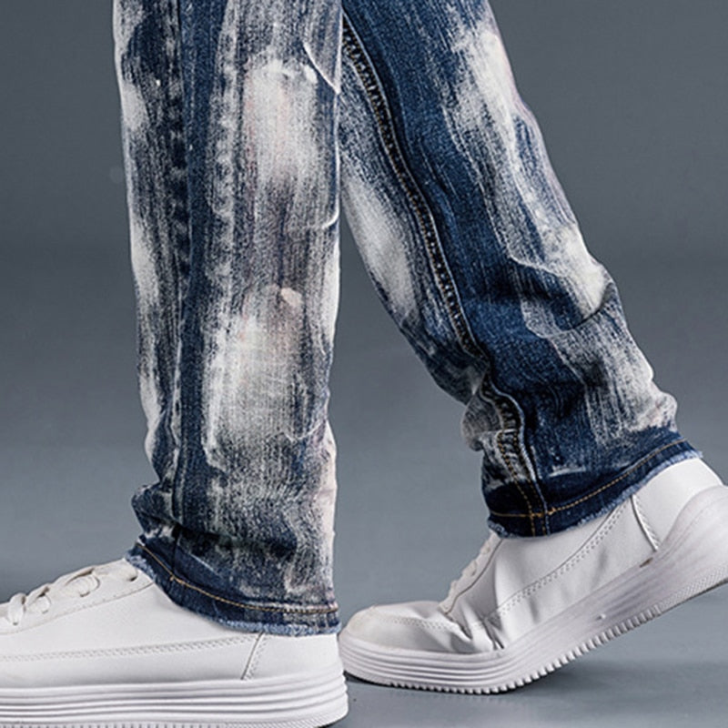 Stain Gradient Distressed Hole Decorated Jeans