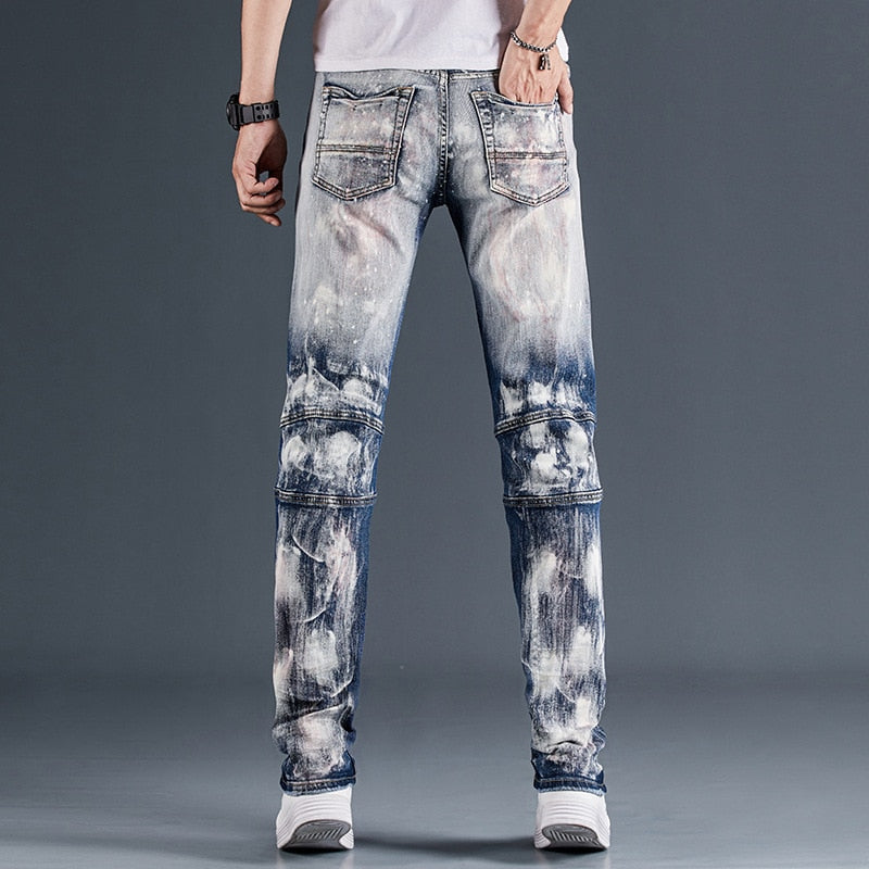 Stain Gradient Distressed Hole Decorated Jeans