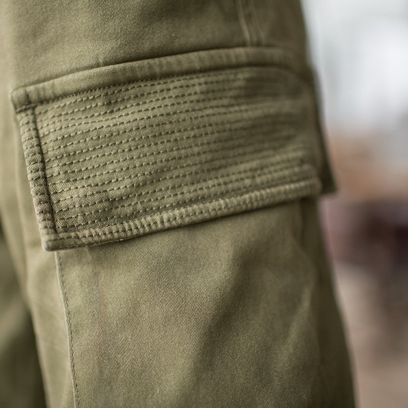 Pantalon de jogging cargo en sergé de coton coupe slim multi-poches pour hommes