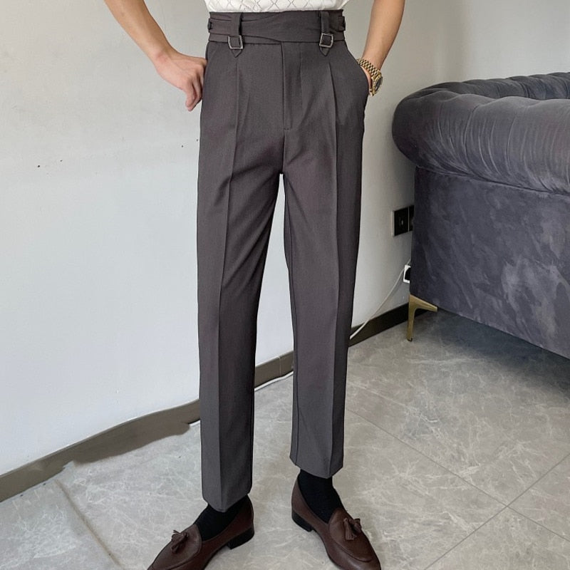 Navy Suit Side Buckle Trouser