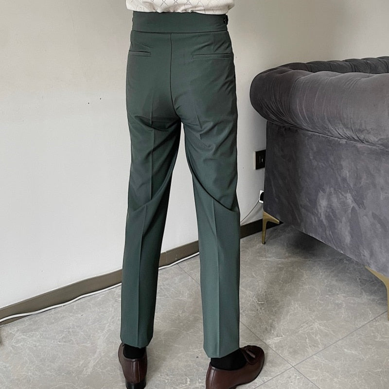 Navy Suit Side Buckle Trouser