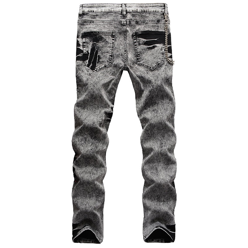 String Beaded Striped Straight Jeans