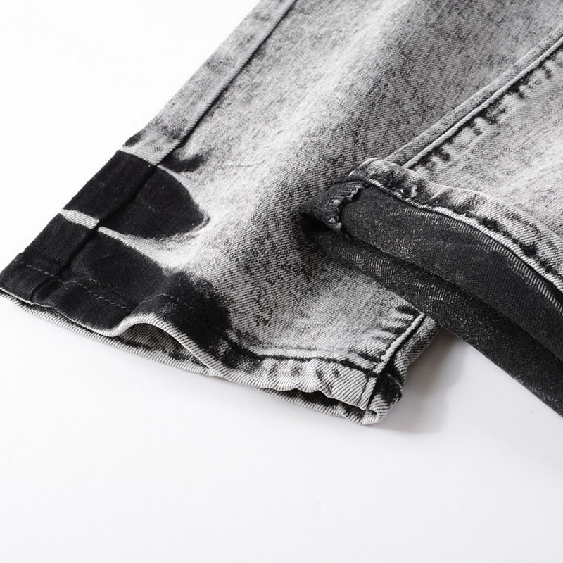 String Beaded Striped Straight Jeans