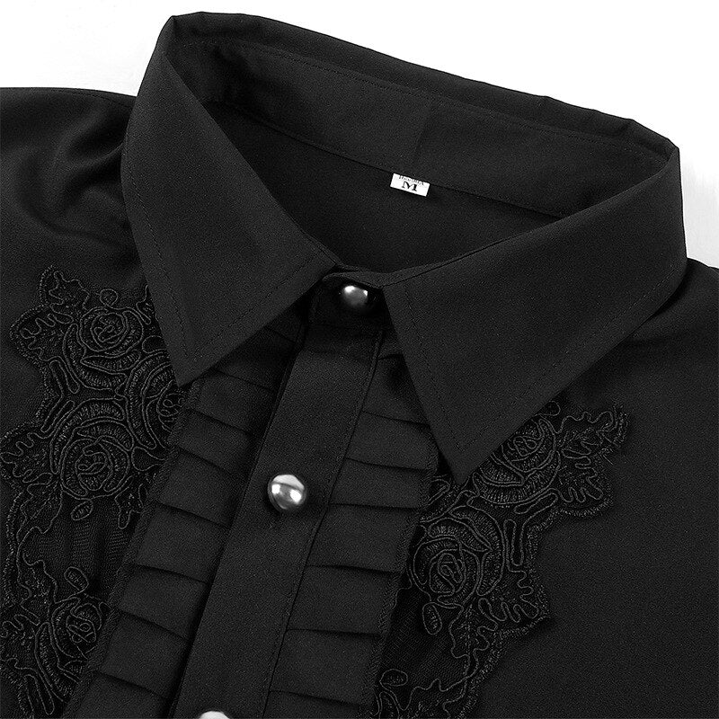 Black Pleated Steampunk Style Shirt